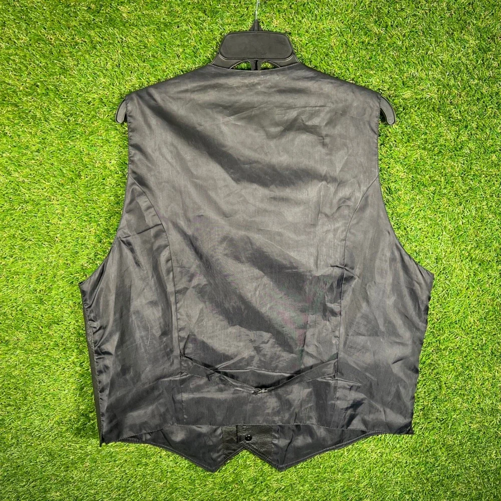 Wilsons The Leather Experts Mens Black Leather‎ Button Front Vest Size XL